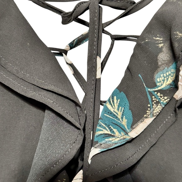 Torrid NEW Chiffon Ruffle Surplice Neckline Floral Metallic Back Lace Up Dress - Picture 7 of 14